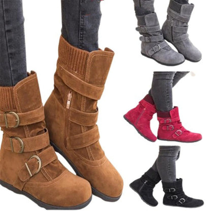 Funki Findz | Boots | Women's Buckled Suede Snow Ankle Boots
