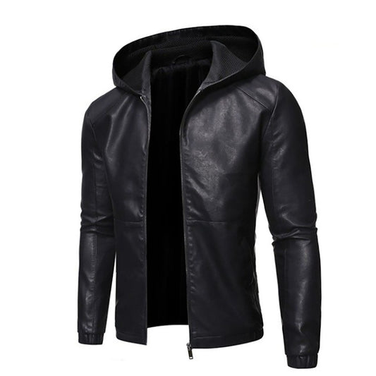 Funki Findz | Jackets | Men's Faux Leather Hooded Jacket