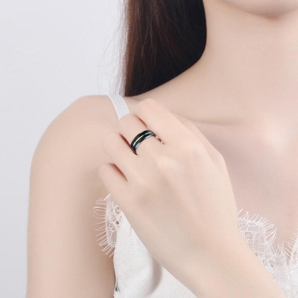 Funki Findz | Rings | Unisex Black Silver Rainbow Wedding Ring