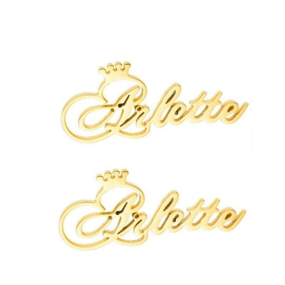 Funki Findz | Earrings | Custom Name Initial Crown Stud Earrings