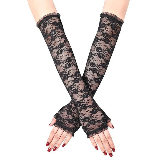 Funki Findz | Gloves | Women's Long Lace Fingerless Gloves