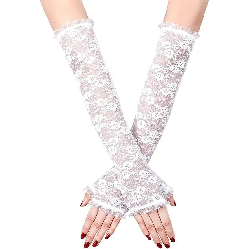 Funki Findz | Gloves | Women's Long Lace Fingerless Gloves