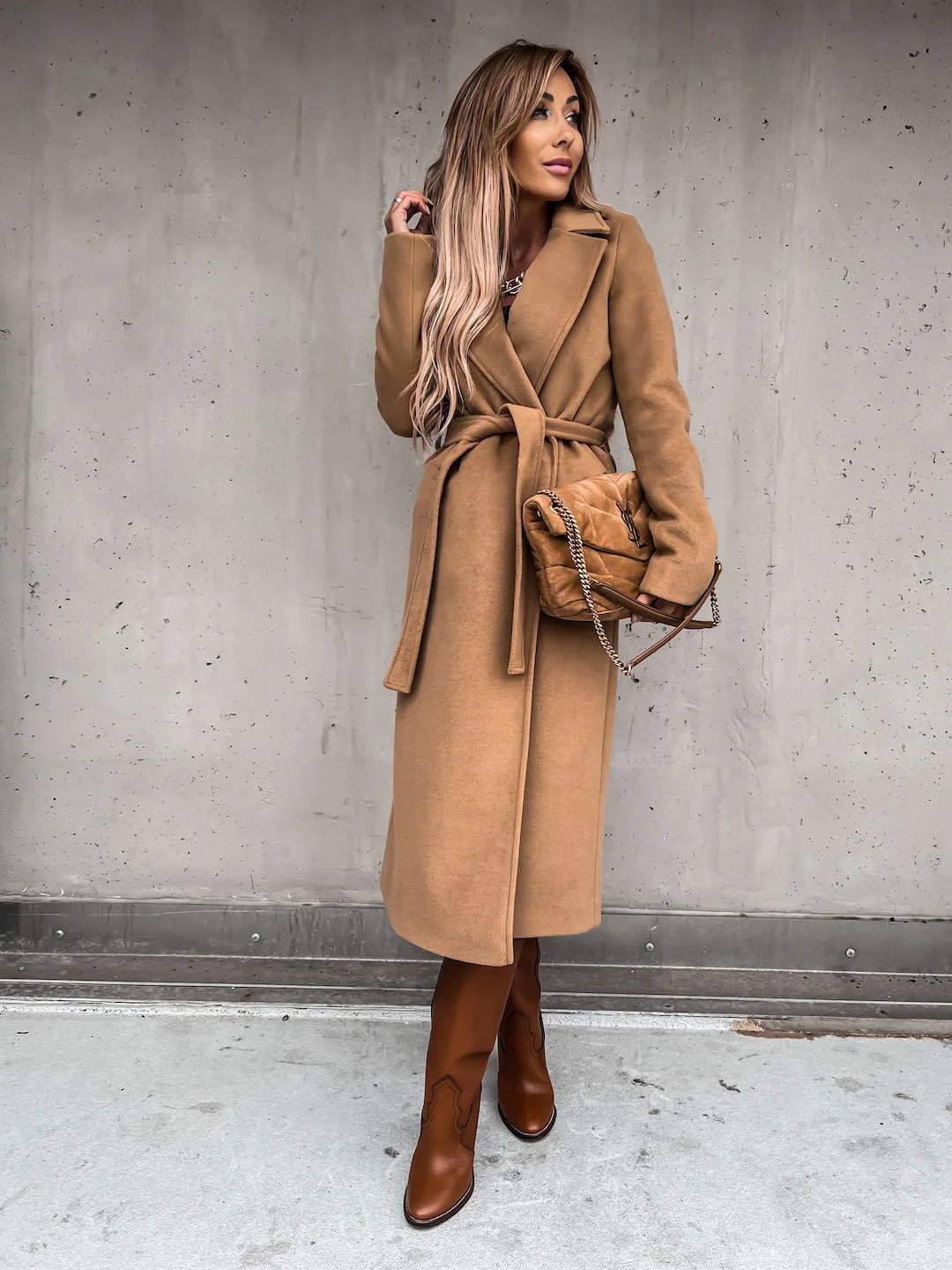 Funki Findz | Jackets | Women's Elegant Long Tie Belt Overcoats