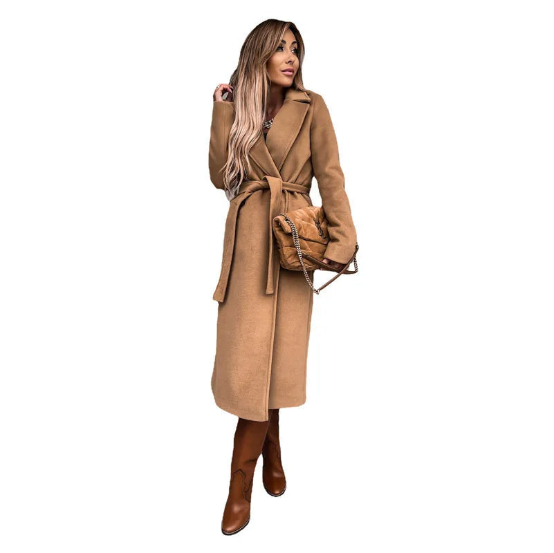 Funki Findz | Jackets | Women's Elegant Long Tie Belt Overcoats