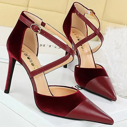 Funki Findz | Shoes | Women's Cross Strap Faux Suede Stilettos