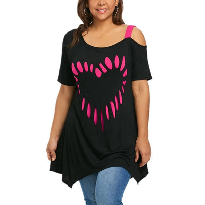 Funki Findz | Shirts | Women's Love Heart Printed Plus Size Shirt