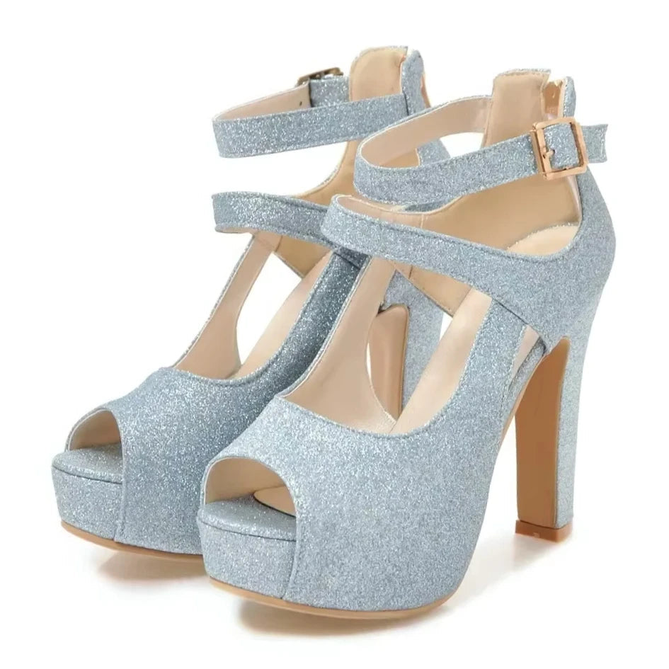 Funki Findz | Shoes | Women's Sequin Peep Toe Platform Sandal