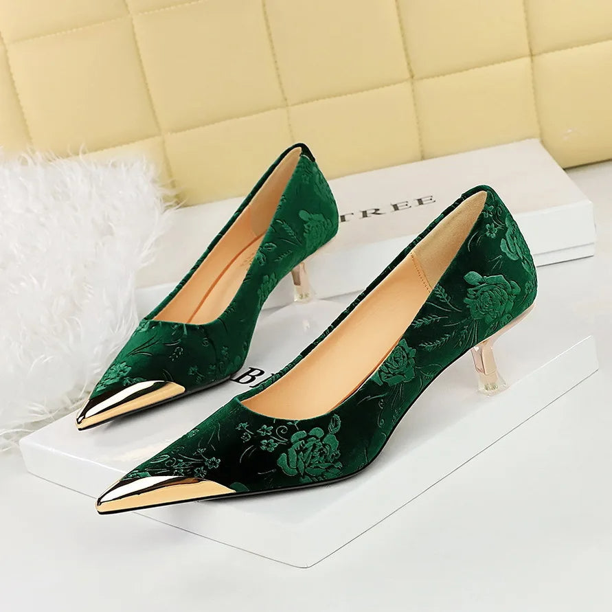 Funki Findz | Shoes | Women's Metal Toe Embroidered Pumps