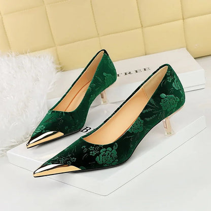 Funki Findz | Shoes | Women's Metal Toe Embroidered Pumps