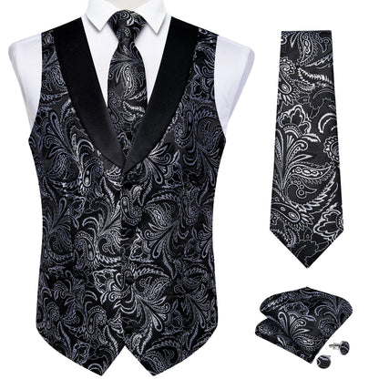 Funki Findz | Vests | Men's Formal Silk Slim Waistcoat 4 Pcs Sets