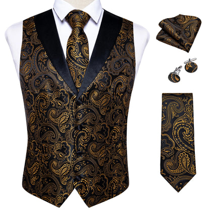 Funki Findz | Vests | Men's Formal Silk Slim Waistcoat 4 Pcs Sets