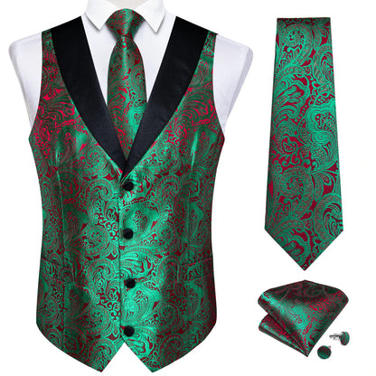 Funki Findz | Vests | Men's Formal Silk Slim Waistcoat 4 Pcs Sets