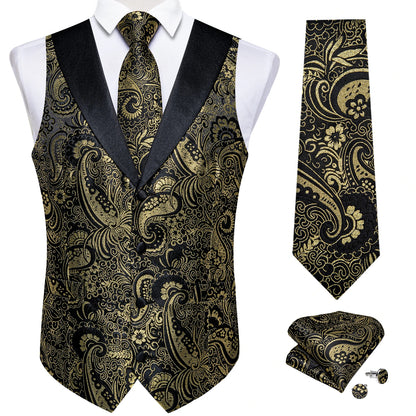 Funki Findz | Vests | Men's Formal Silk Slim Waistcoat 4 Pcs Sets