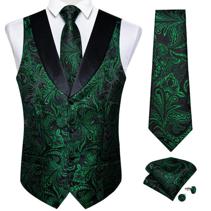 Funki Findz | Vests | Men's Formal Silk Slim Waistcoat 4 Pcs Sets