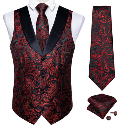 Funki Findz | Vests | Men's Formal Silk Slim Waistcoat 4 Pcs Sets