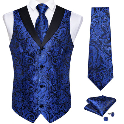 Funki Findz | Vests | Men's Formal Silk Slim Waistcoat 4 Pcs Sets