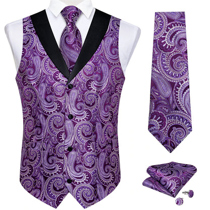 Funki Findz | Vests | Men's Formal Silk Slim Waistcoat 4 Pcs Sets