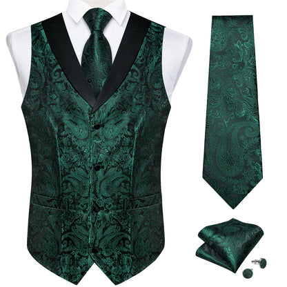 Funki Findz | Vests | Men's Formal Silk Slim Waistcoat 4 Pcs Sets