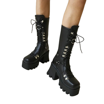 Funki Findz | Boots | Women's Punk High Platform Wedge Boots