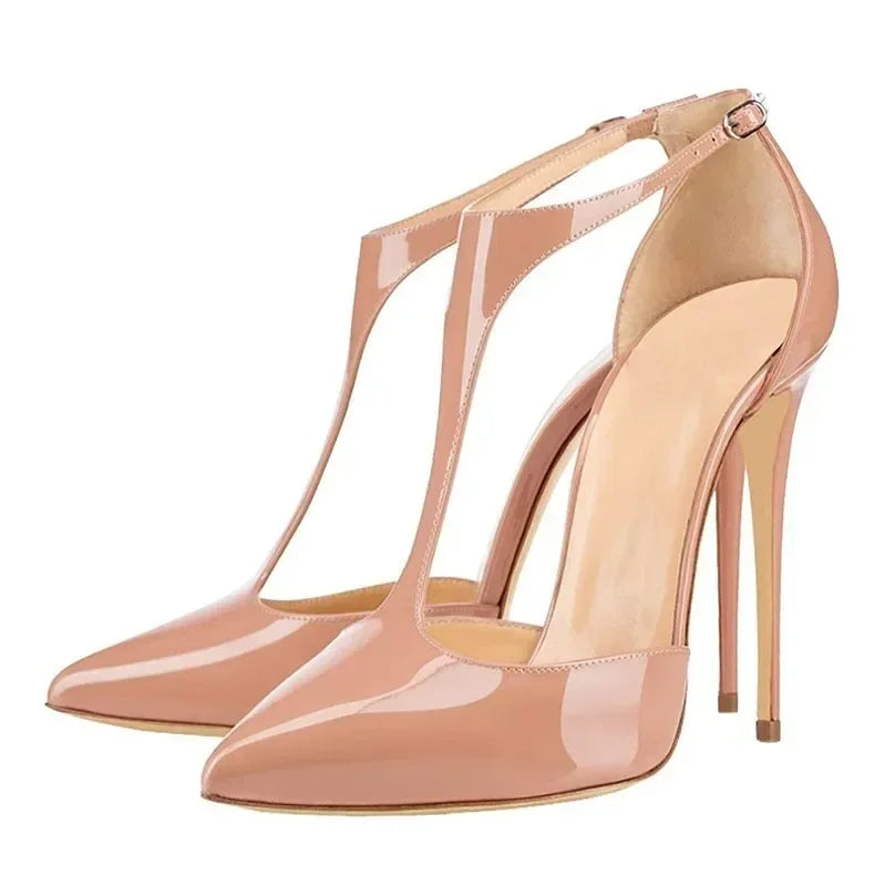 Funki Findz | Shoes | Women's Patent High Heel T-Strap Stilettos