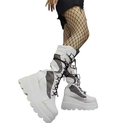 Funki Findz | Boots | Women's Punk High Platform Wedge Boots