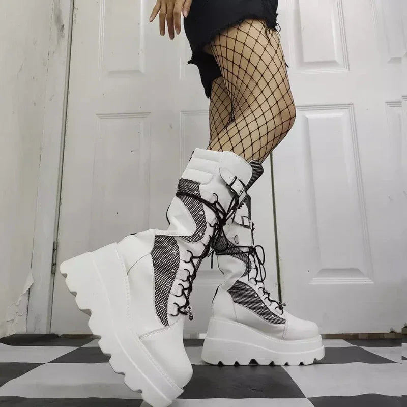 Funki Findz | Boots | Women's Punk High Platform Wedge Boots