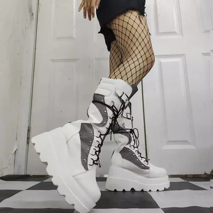 Funki Findz | Boots | Women's Punk High Platform Wedge Boots