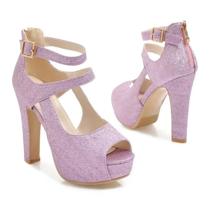 Funki Findz | Shoes | Women's Sequin Peep Toe Platform Sandal