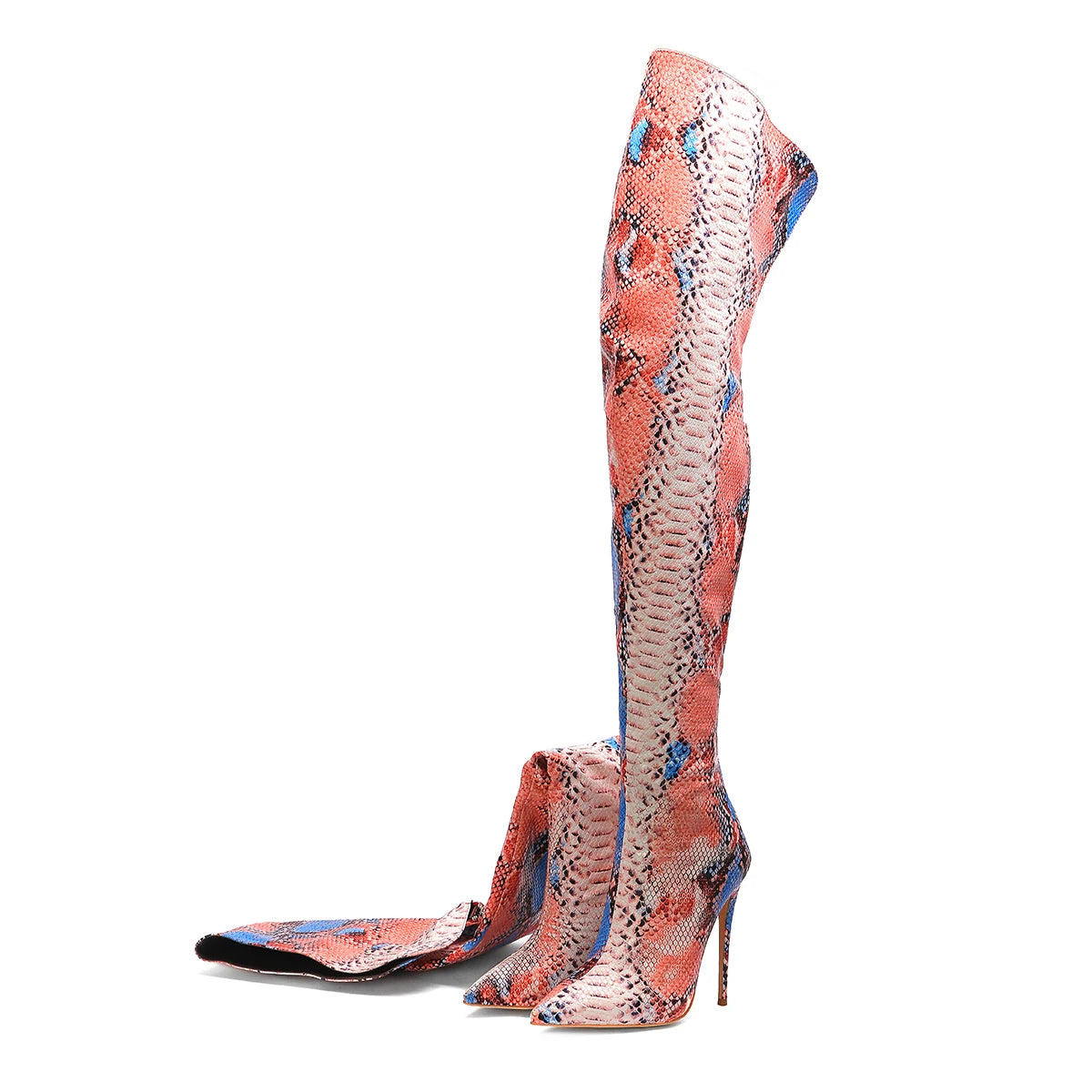 Funki Findz | Boots | Women's Multicolor Snake Print Long Boots
