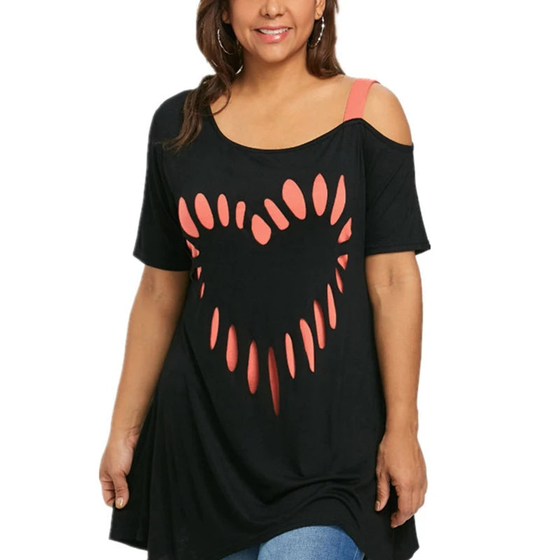 Funki Findz | Shirts | Women's Love Heart Printed Plus Size Shirt