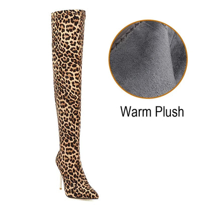 Funki Findz | Boots | Women's Cloth Leopard Print Stiletto Boots
