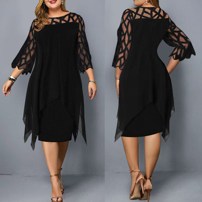 Funki Findz | Dresses | Women's Plus Size Lace Mesh Midi Dress