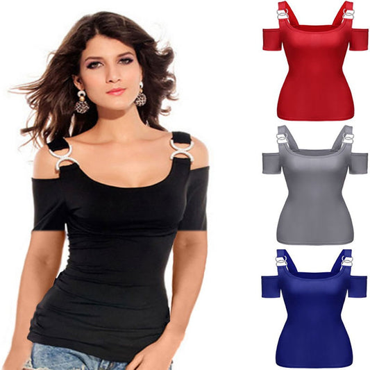 Funki Findz | Shirts | Women's Off Shoulder Metal Buckle T-shirt