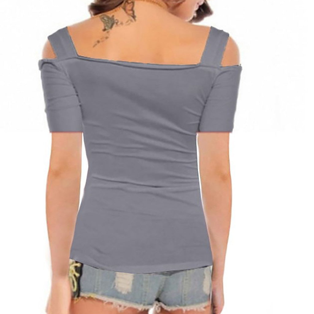 Funki Findz | Shirts | Women's Off Shoulder Metal Buckle T-shirt