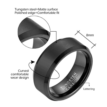 Funki Findz | Rings | Unisex Black Tungsten Wedding Band