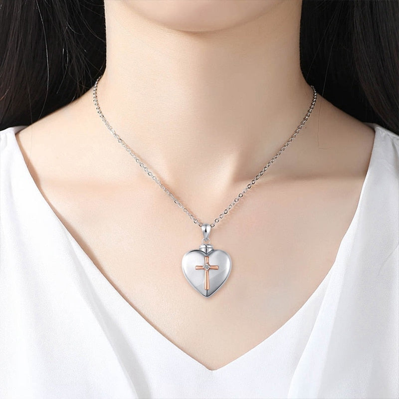 Funki Findz | Cremation Urn Necklaces | Love Heart Cross Urn