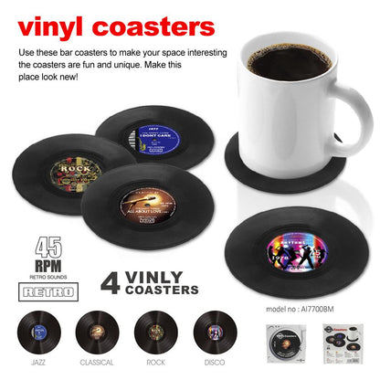 Funki Findz | Coasters | Vinyl Retro Record Coasters 6 Pcs Set