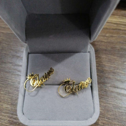 Funki Findz | Earrings | Custom Name Initial Crown Stud Earrings