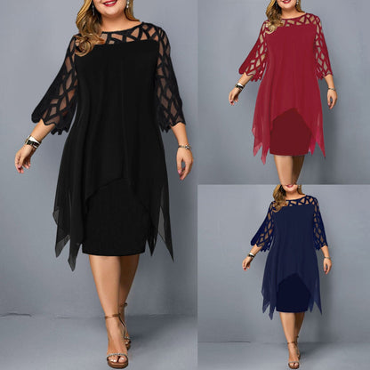 Funki Findz | Dresses | Women's Plus Size Lace Mesh Midi Dress