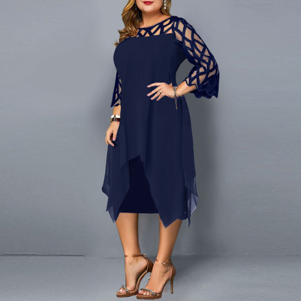 Funki Findz | Dresses | Women's Plus Size Lace Mesh Midi Dress