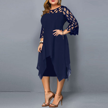 Funki Findz | Dresses | Women's Plus Size Lace Mesh Midi Dress