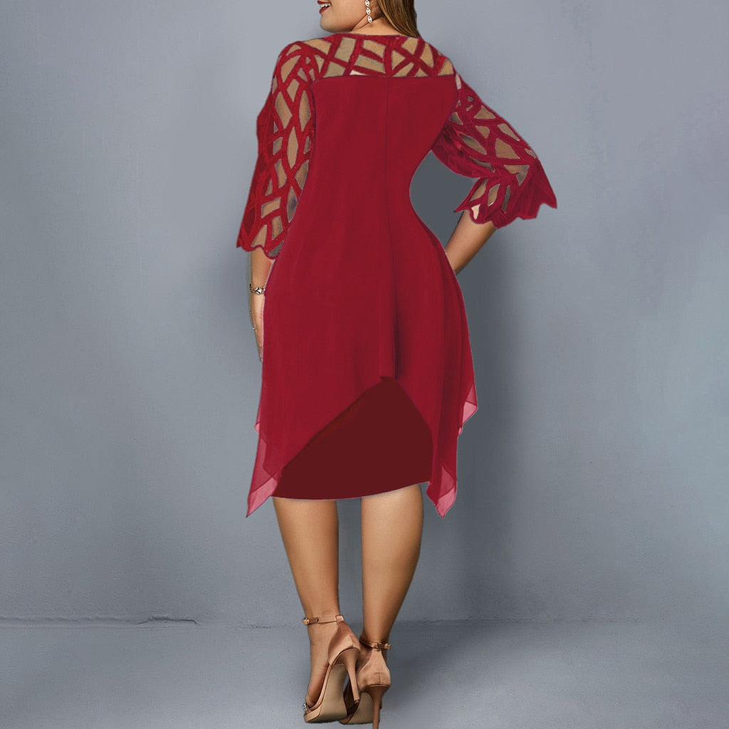 Funki Findz | Dresses | Women's Plus Size Lace Mesh Midi Dress