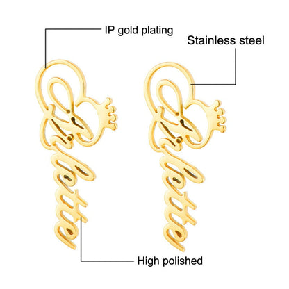 Funki Findz | Earrings | Custom Name Initial Crown Stud Earrings