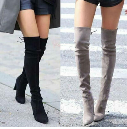Funki Findz | Boots | Women's Slim Over Knee High Suede Boots