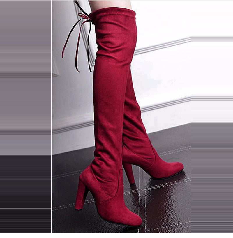 Funki Findz | Boots | Women's Slim Over Knee High Suede Boots