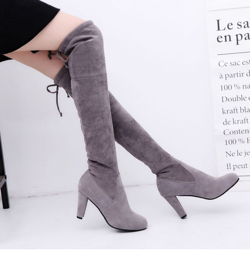 Funki Findz | Boots | Women's Slim Over Knee High Suede Boots
