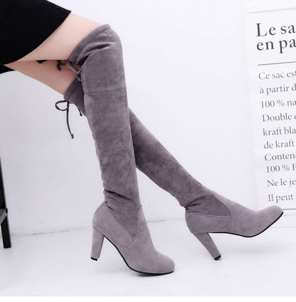 Funki Findz | Boots | Women's Slim Over Knee High Suede Boots