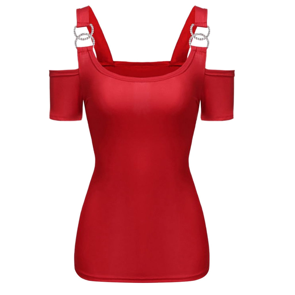 Funki Findz | Shirts | Women's Off Shoulder Metal Buckle T-shirt