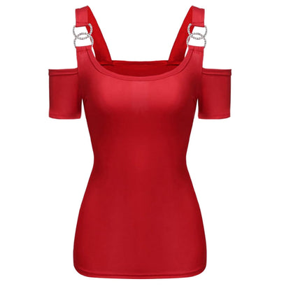 Funki Findz | Shirts | Women's Off Shoulder Metal Buckle T-shirt