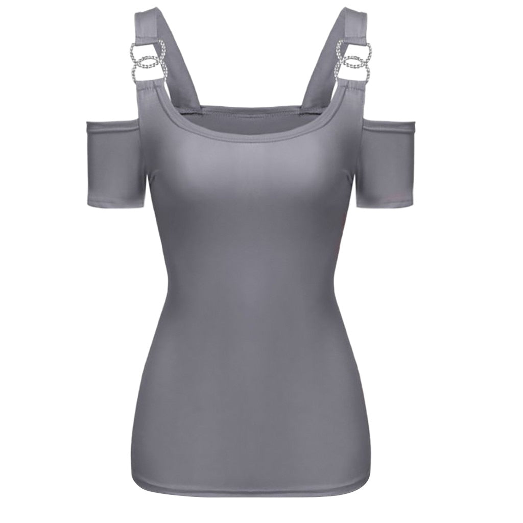 Funki Findz | Shirts | Women's Off Shoulder Metal Buckle T-shirt